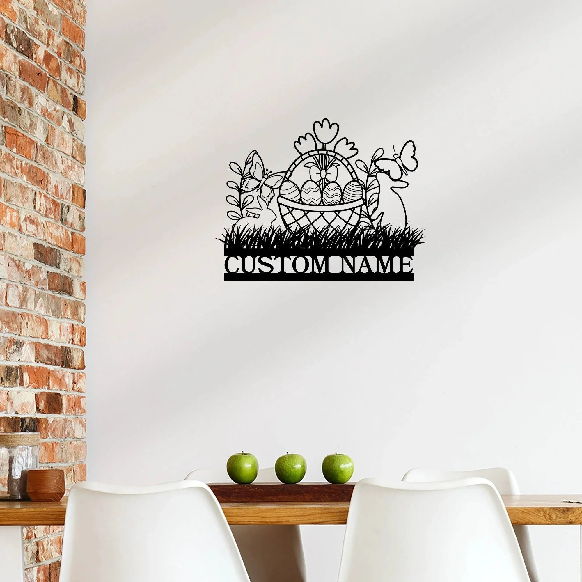 Personalized Easter Basket Bunny Rabbit Metal Art Wall Sign