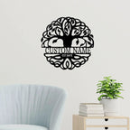 Fancy Tree of Life Monogram Personalized Metal Art Wall Sign