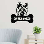 Yorkshire Terrier Dog Custom Name Metal Art Wall Sign
