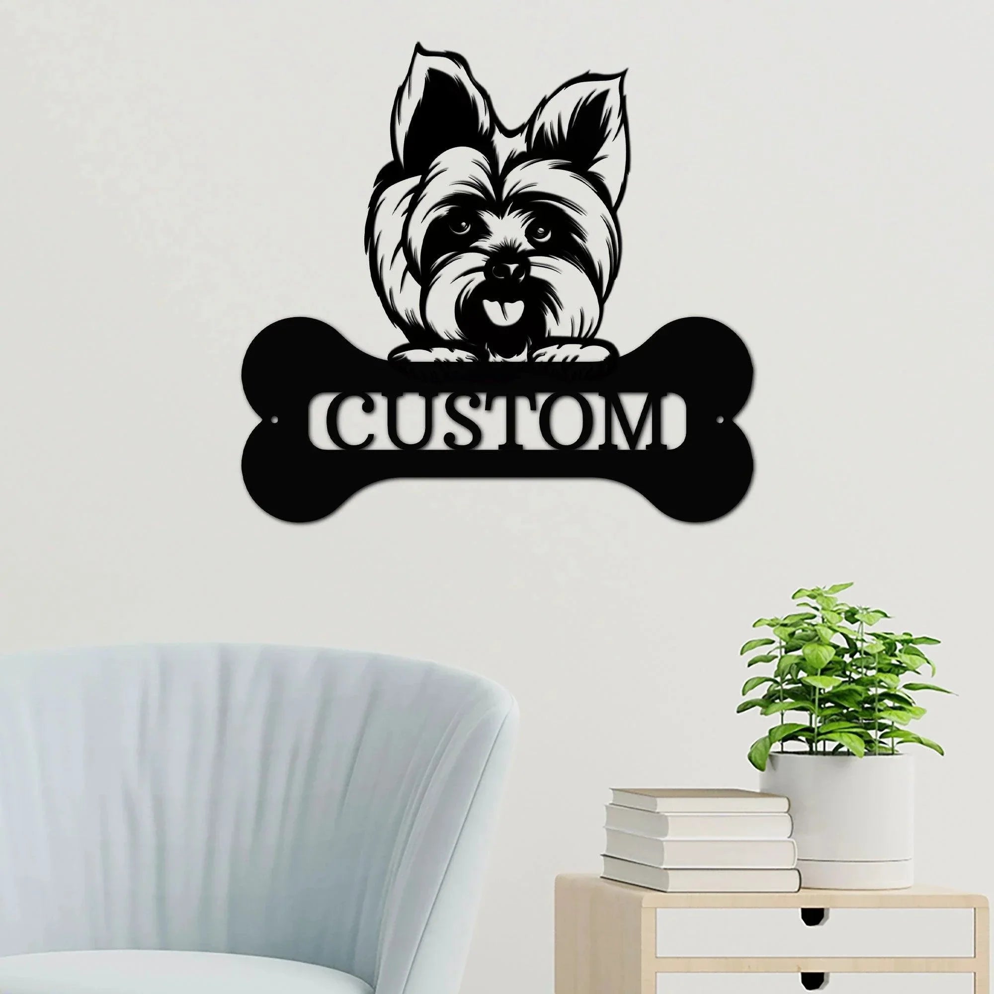 Yorkshire Terrier Dog Custom Name Metal Art Wall Sign