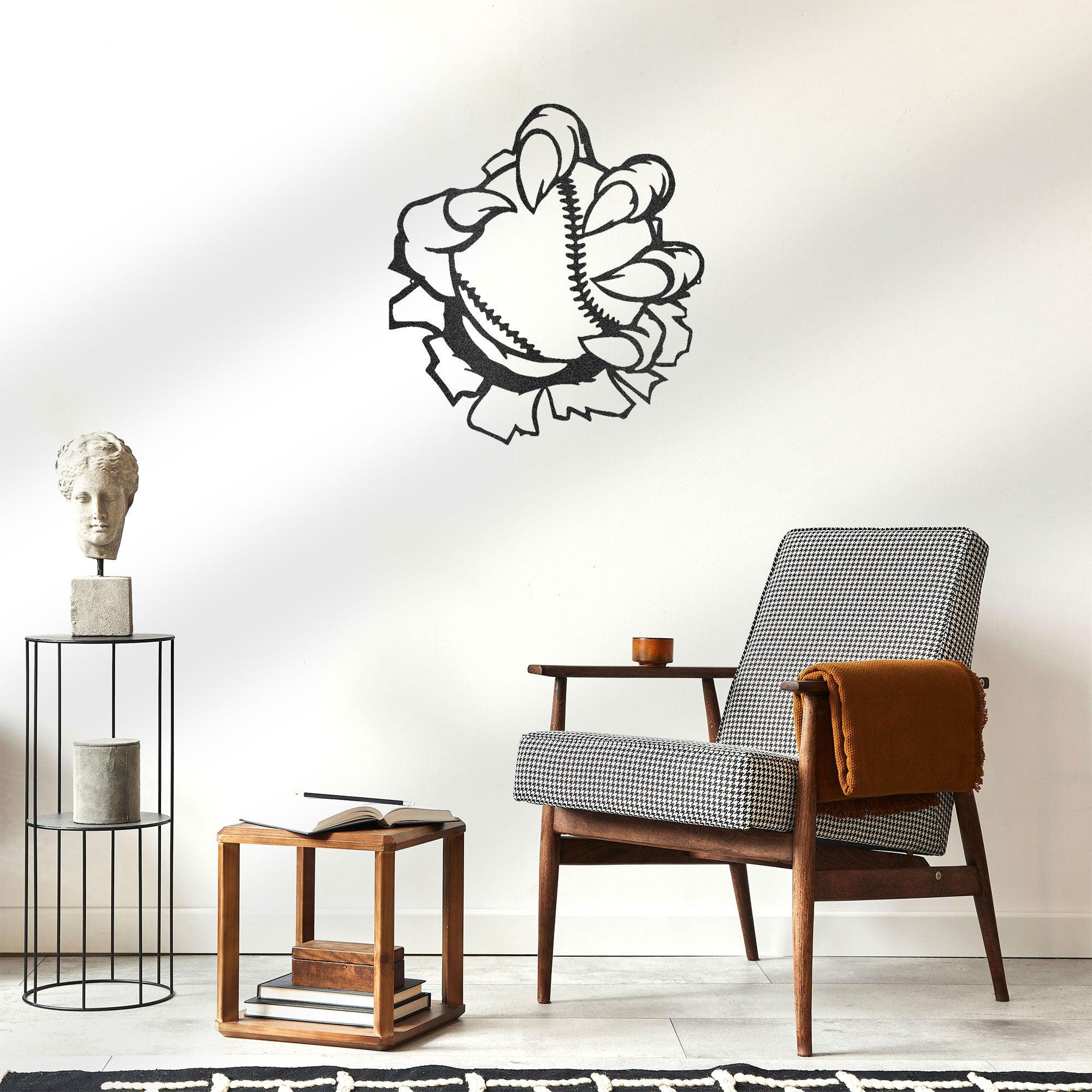 Baseball Monster Claw Metal Art Wall Sign - Mallard Moon Gift Shop