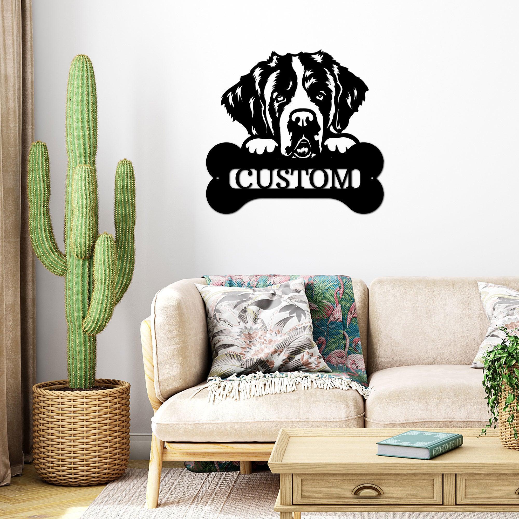 St. Bernard Dog Custom Name Metal Art Wall Sign