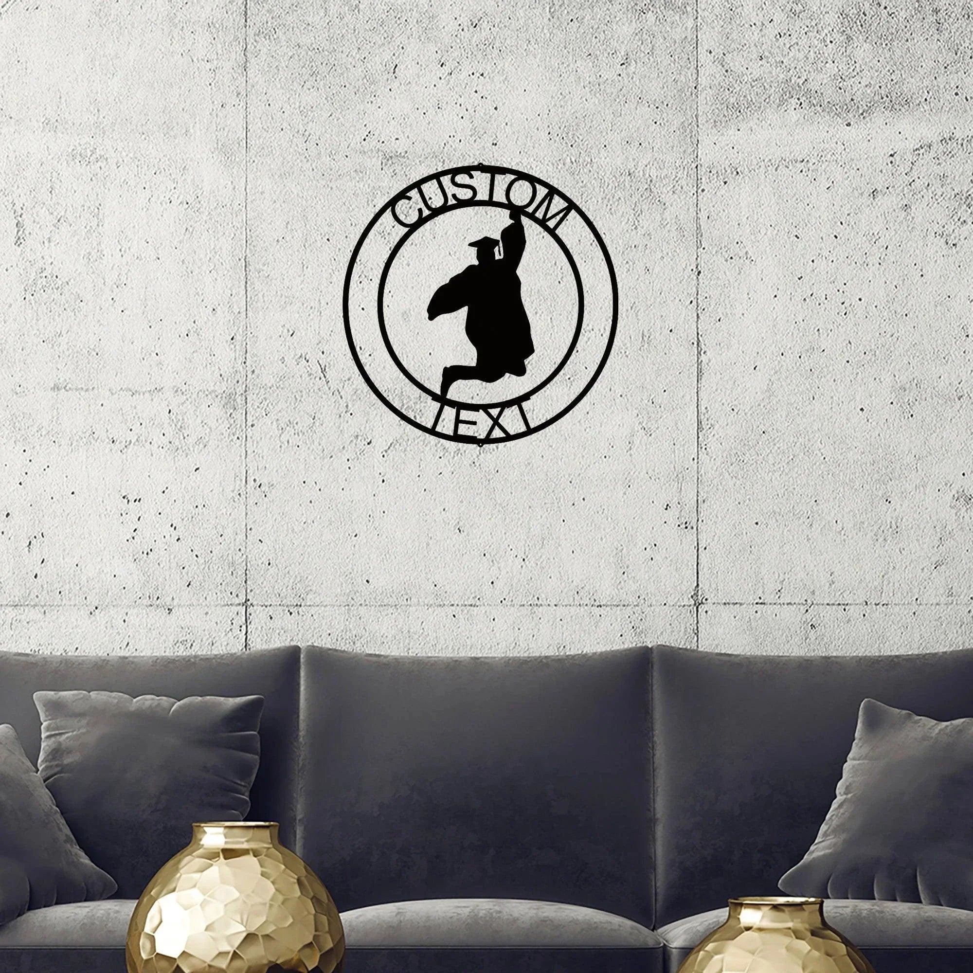 Male Graduate Custom Name Metal Art Wall Sign