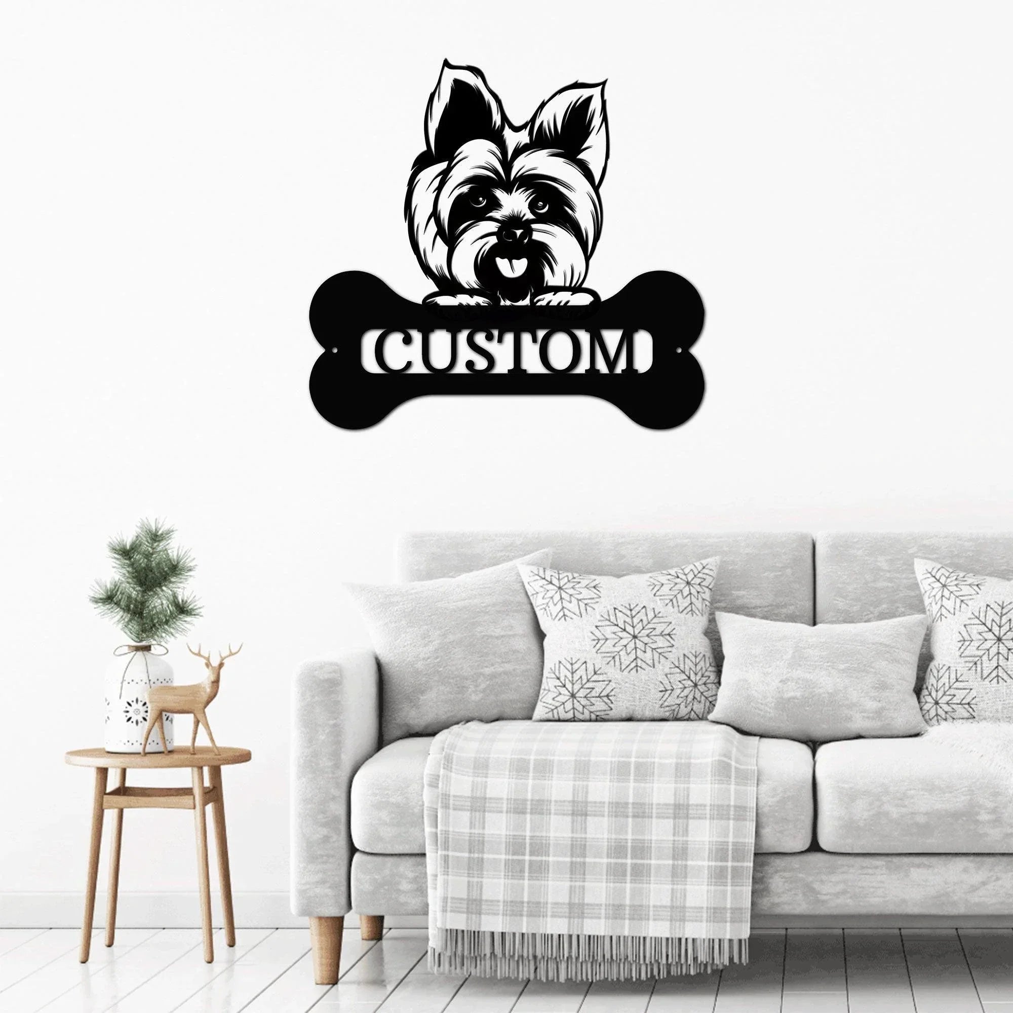 Yorkshire Terrier Dog Custom Name Metal Art Wall Sign