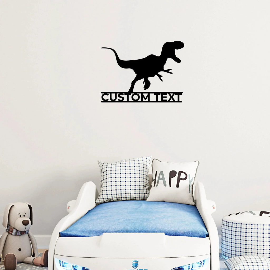 Dinosaur Tyrannosaurus Rex Custom Name Metal Wall Sign