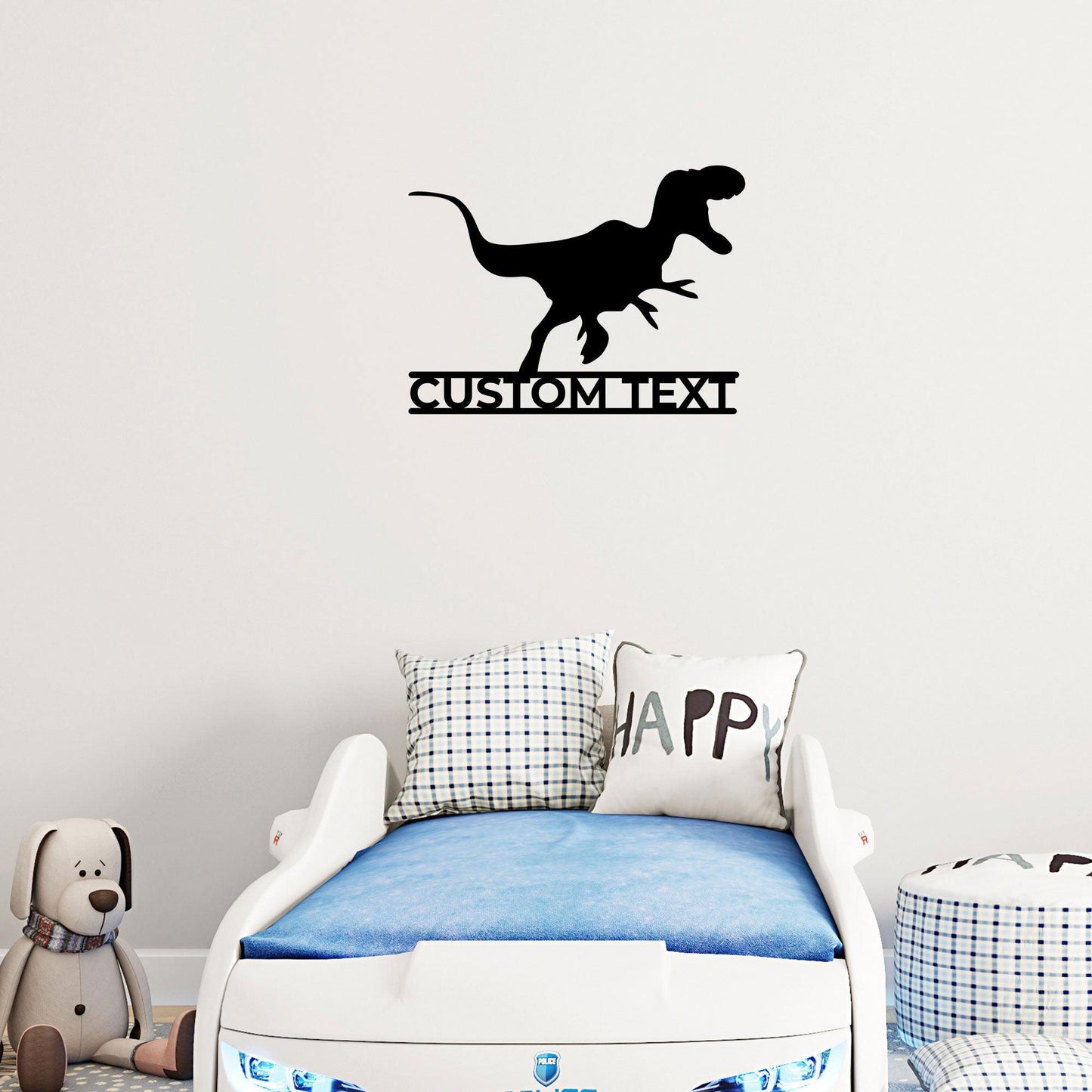 Dinosaur Tyrannosaurus Rex Custom Name Metal Wall Sign - Mallard Moon Gift Shop