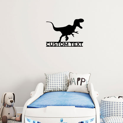 Dinosaur Tyrannosaurus Rex Custom Name Metal Wall Sign - Mallard Moon Gift Shop