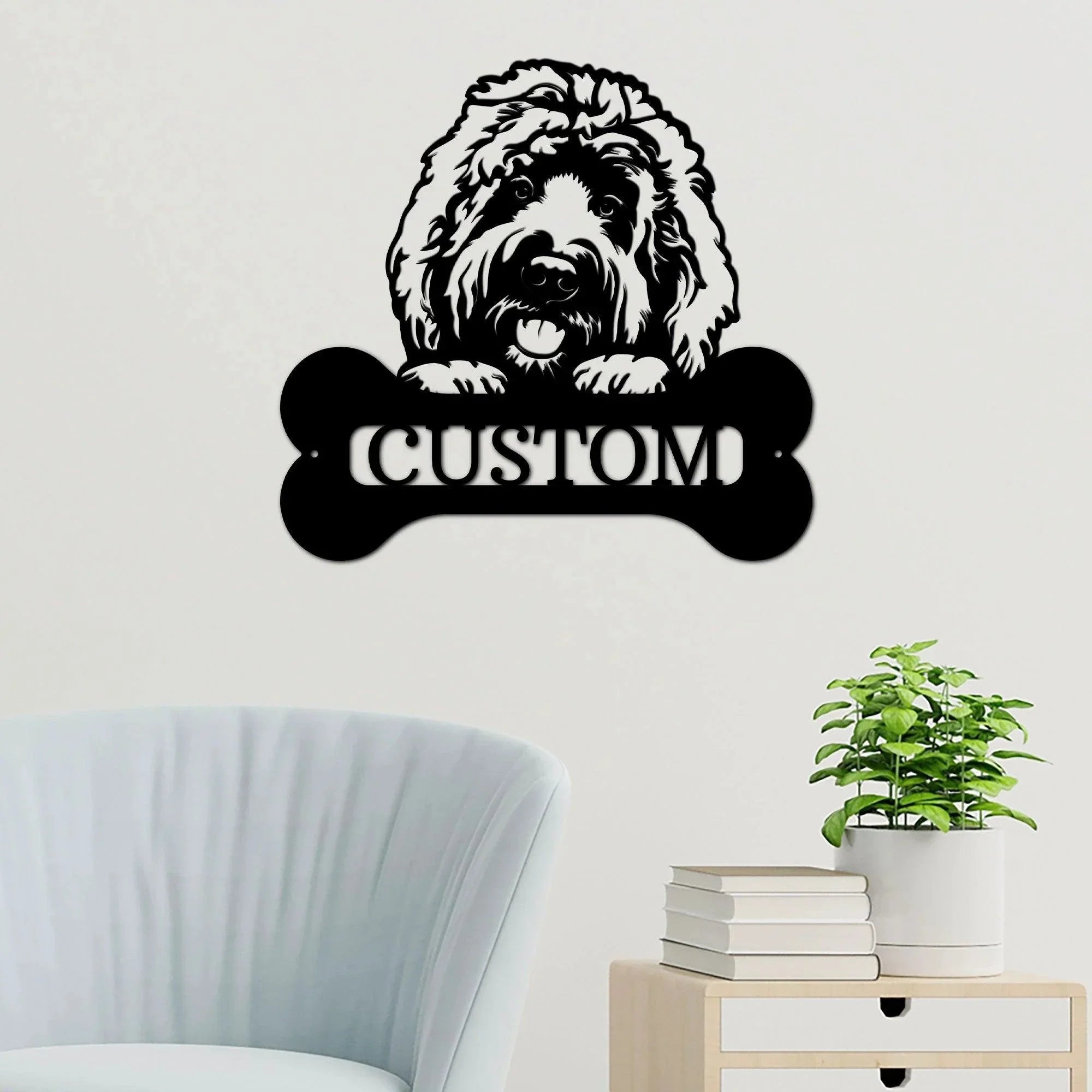 Goldendoodle Dog Custom Name Metal Art Wall Sign