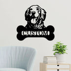 Golden Retriever Dog Custom Name Metal Art Wall Sign