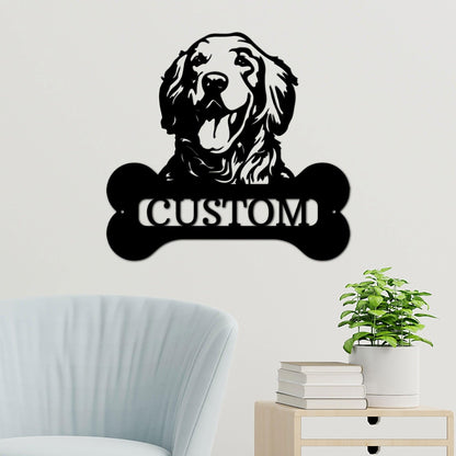 Golden Retriever Dog Custom Name Metal Art Wall Sign - Mallard Moon Gift Shop