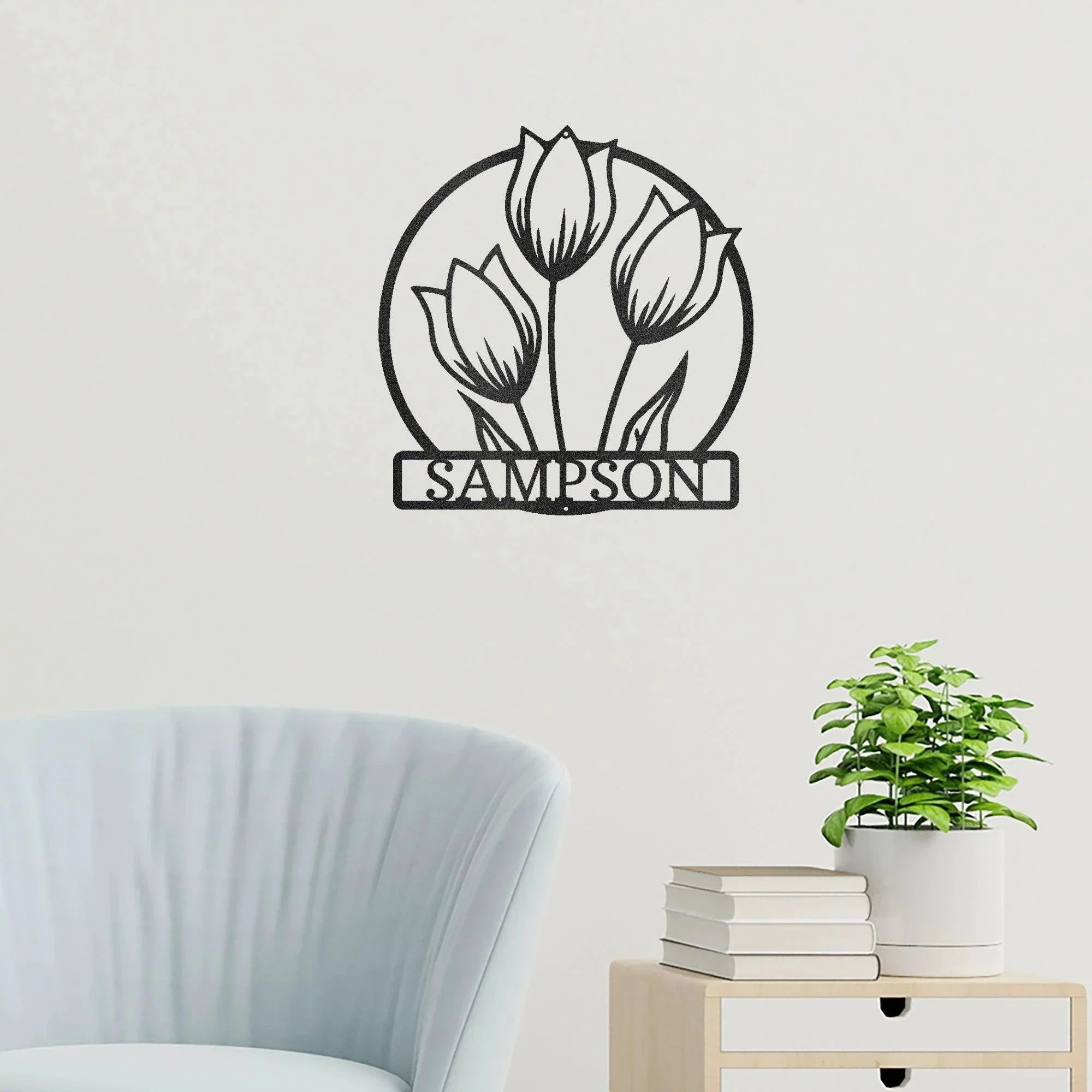 Wild Tulip Custom Name Metal Wall Art