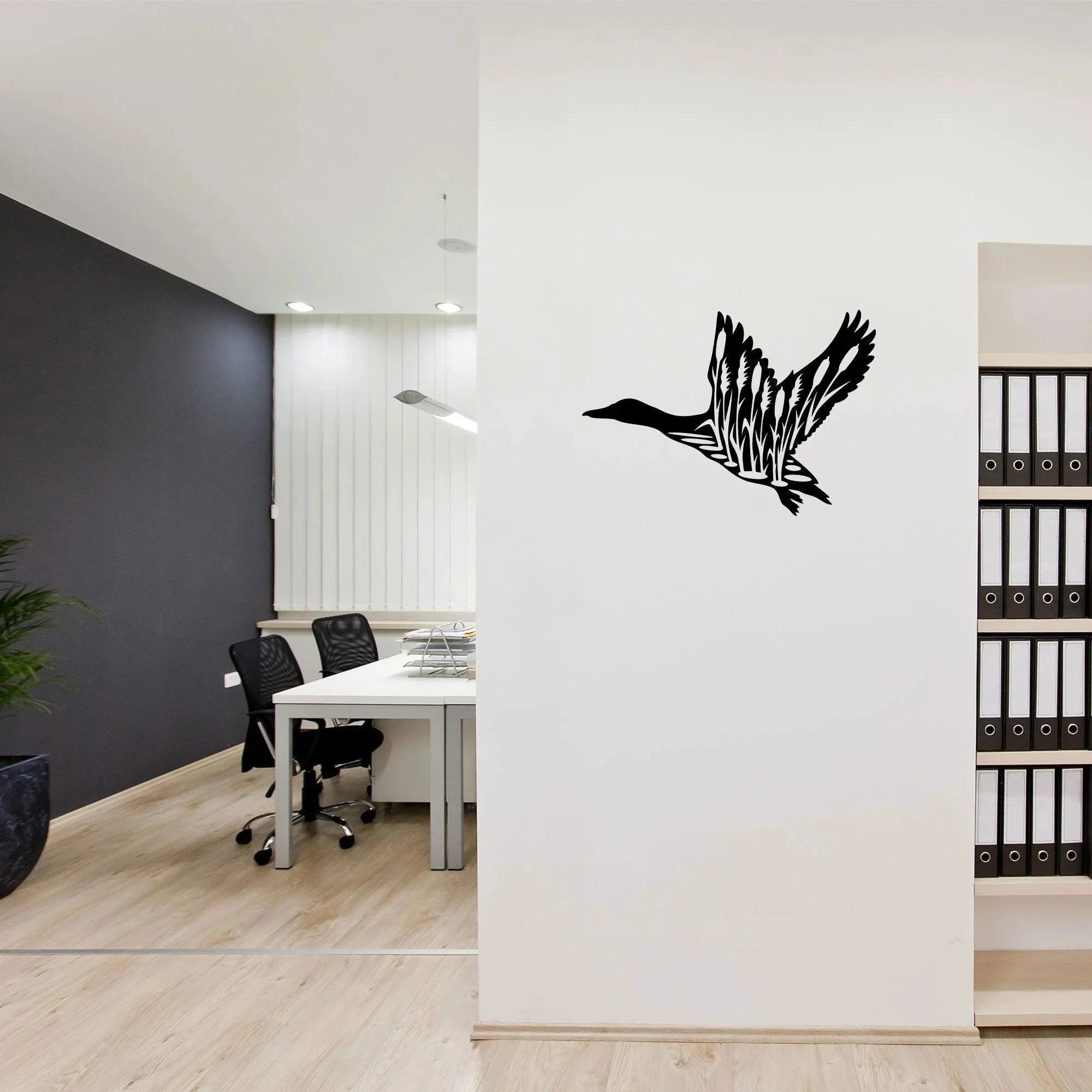 Duck in Flight with Cattails Metal Art Wall Sign