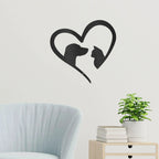 Pet Love Dog and Cat Heart Indoor Outdoor Steel Sign