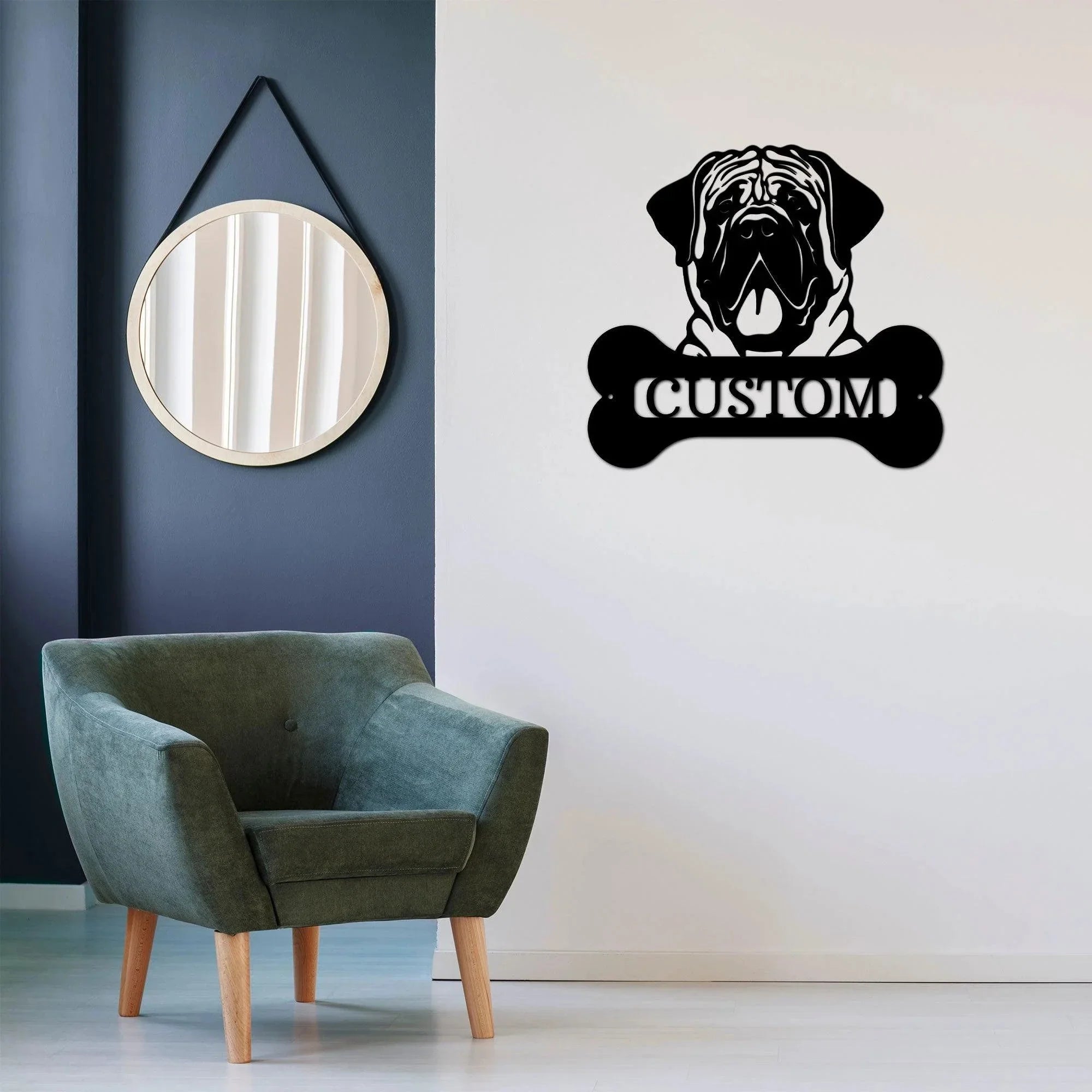 Mastiff Dog Custom Name Metal Art Wall Sign