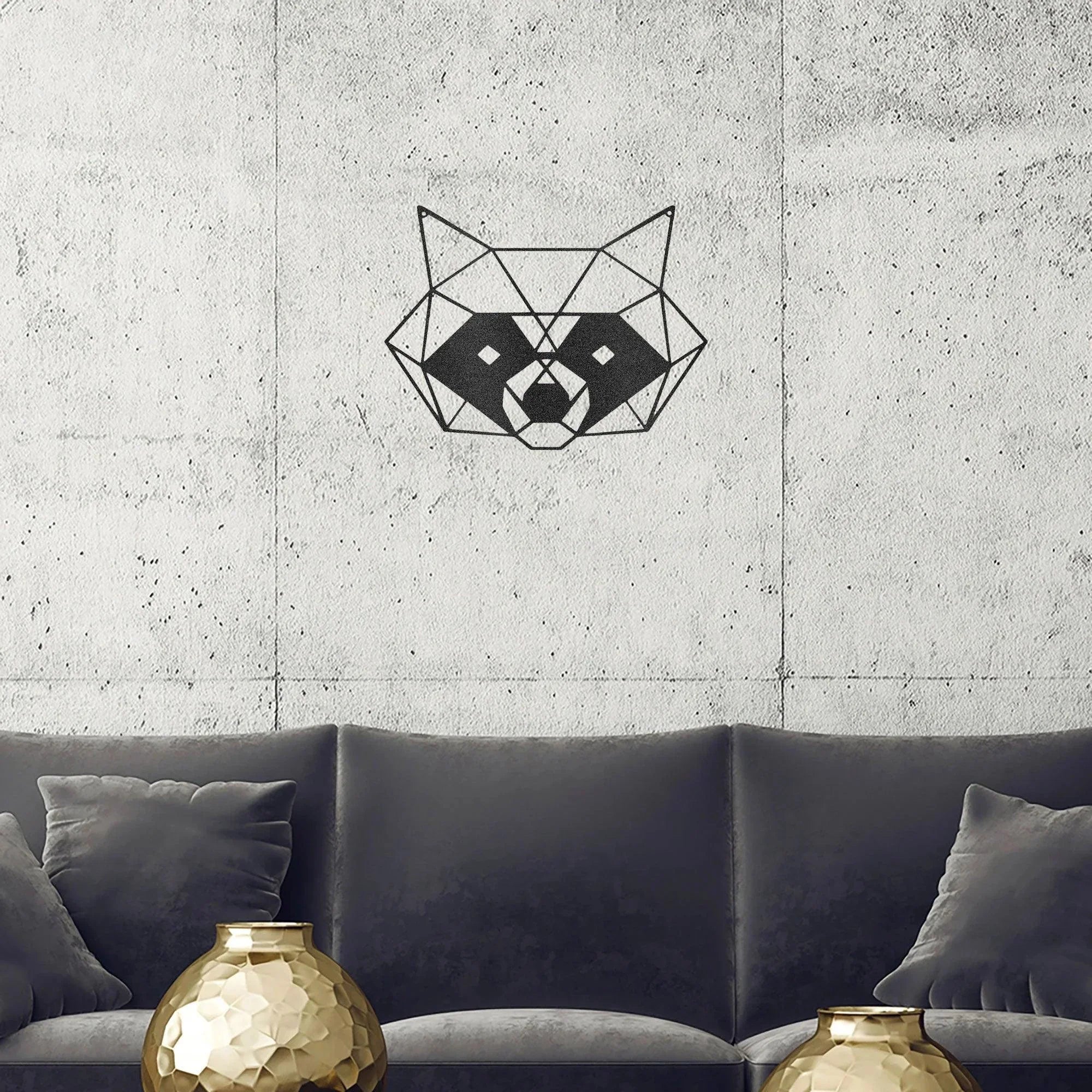 Geometric Raccoon Indoor Outdoor Steel Wall Sign