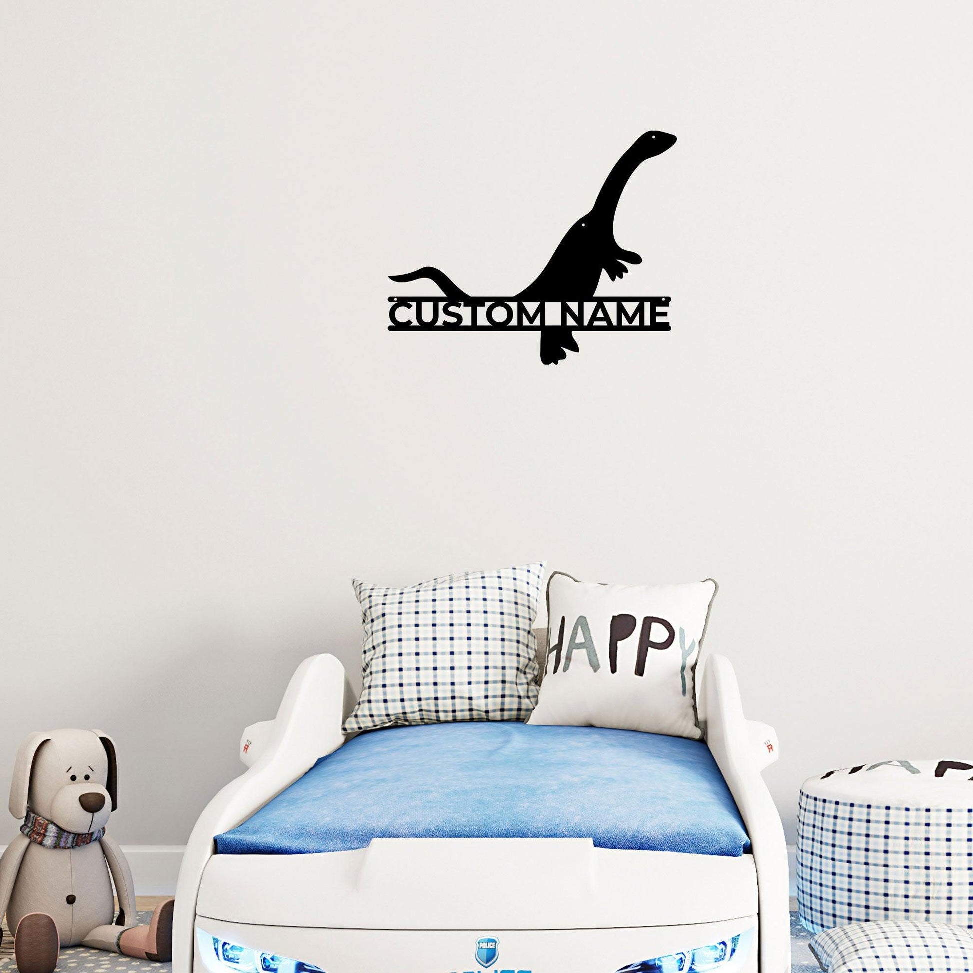 Brachiosaurus Dinosaur Custom Name Metal Wall Art - Mallard Moon Gift Shop