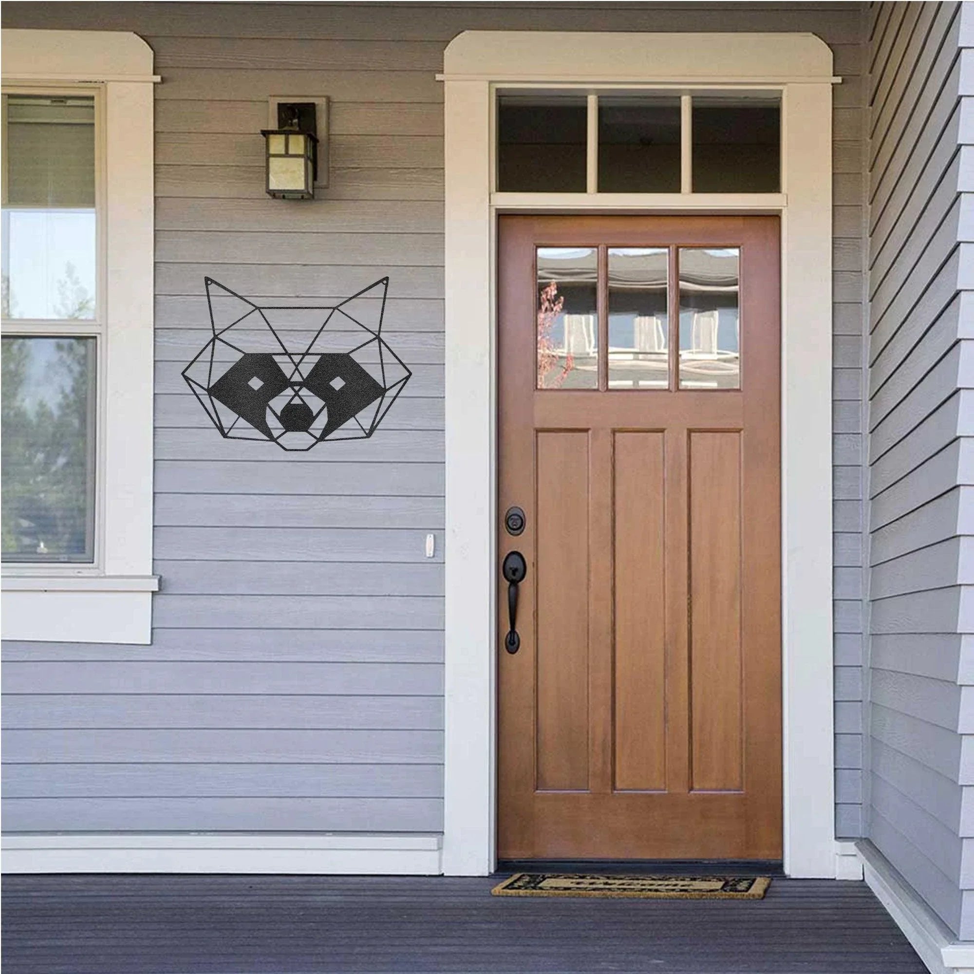 Geometric Raccoon Indoor Outdoor Steel Wall Sign