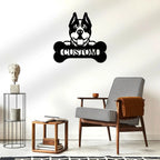 Pit Bull Dog Custom Name Metal Art Wall Sign