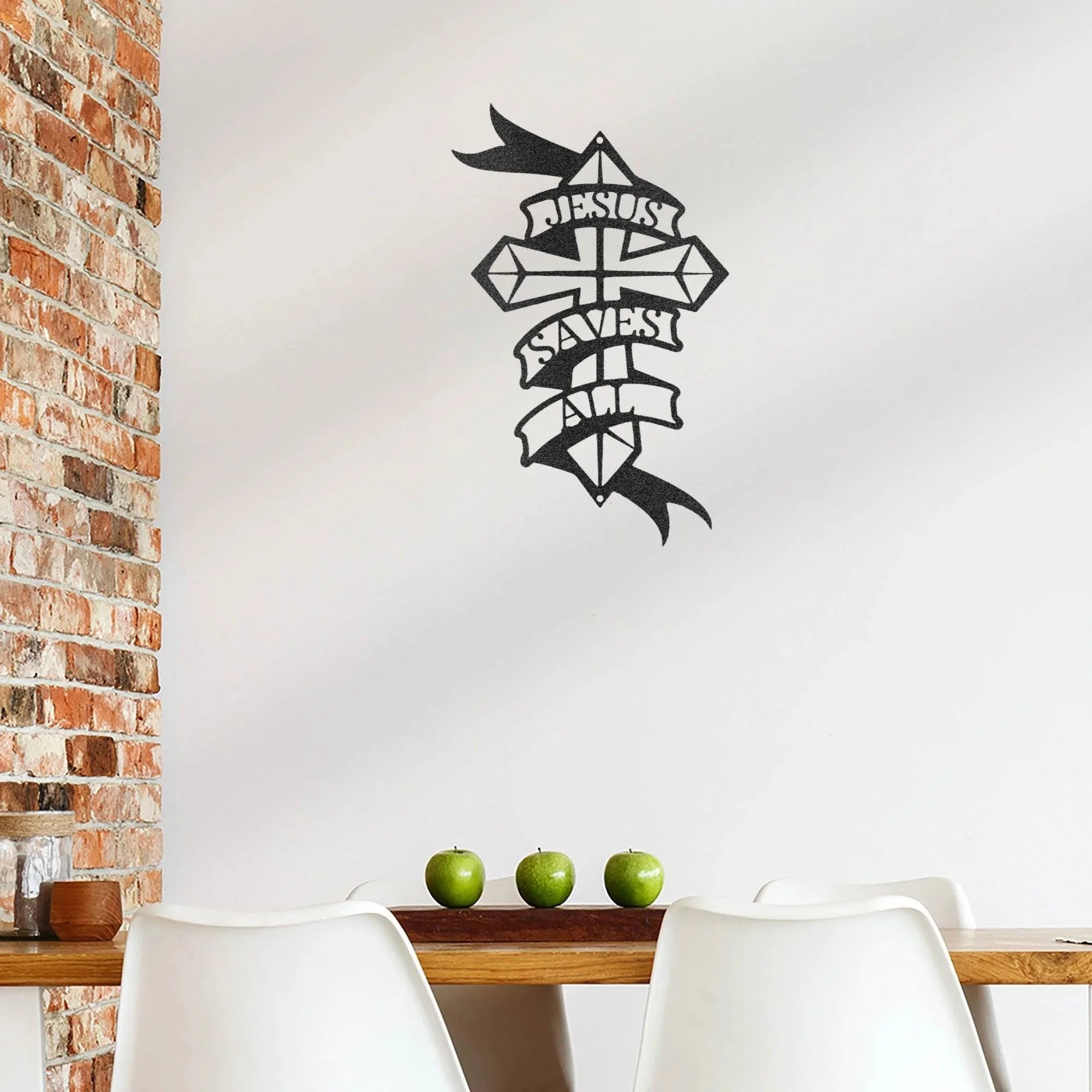 Jesus Saves All Cross Metal Art Wall Sign