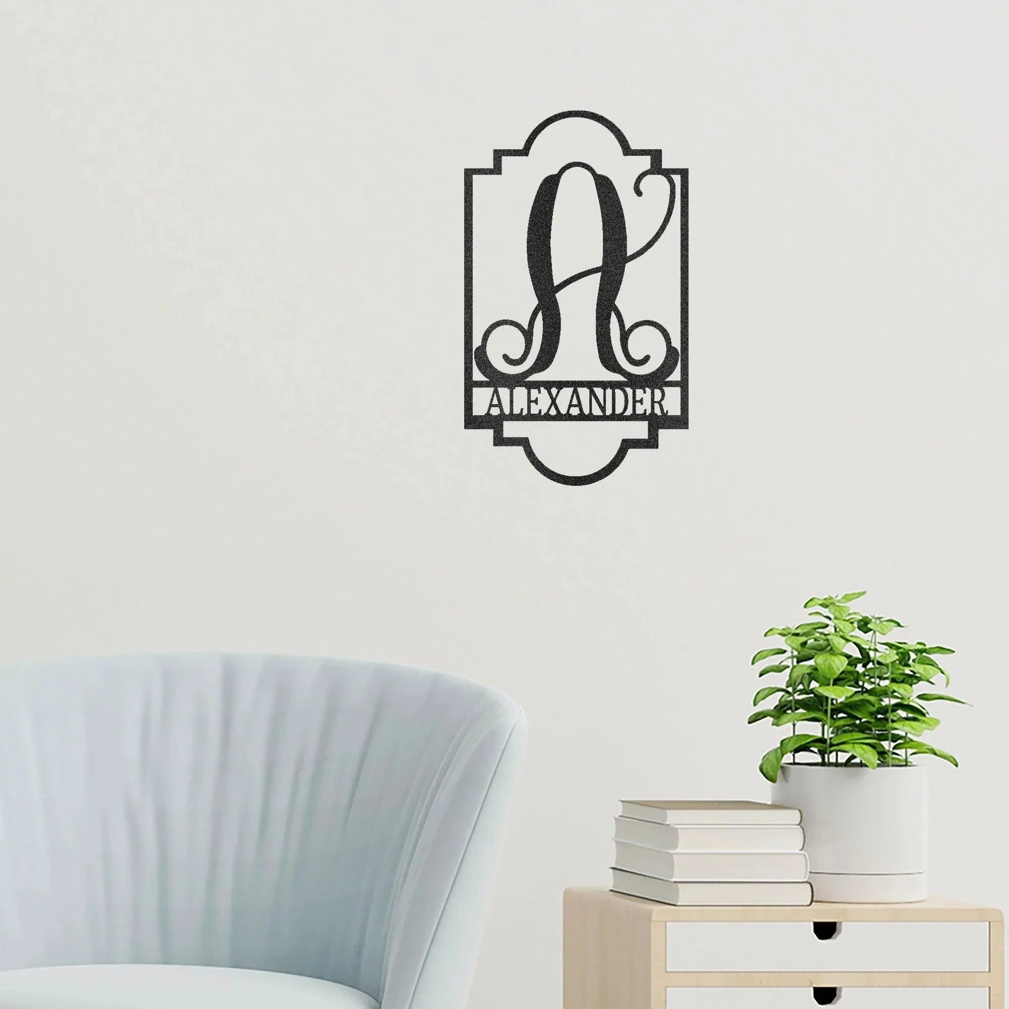 Regal Monogram Custom Name and Initial Metal Wall Art