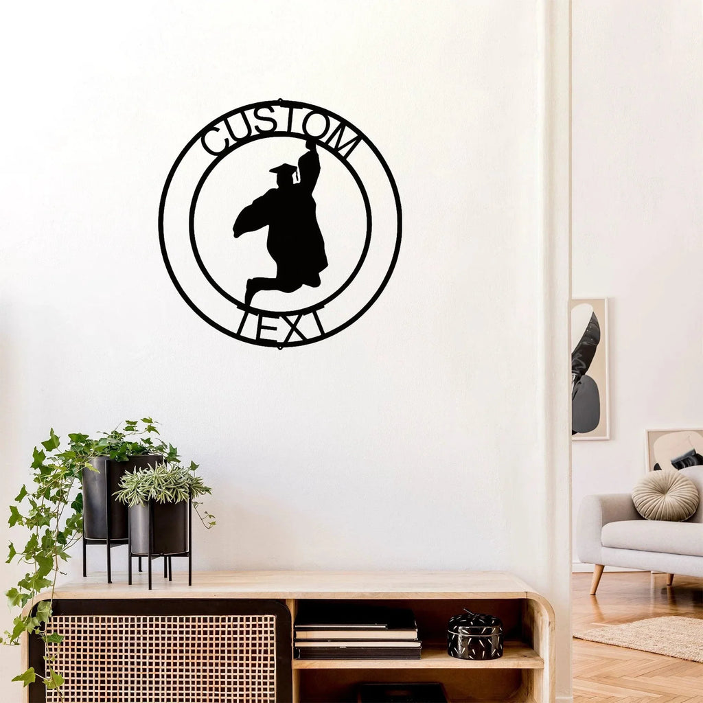Male Graduate Custom Name Metal Art Wall Sign