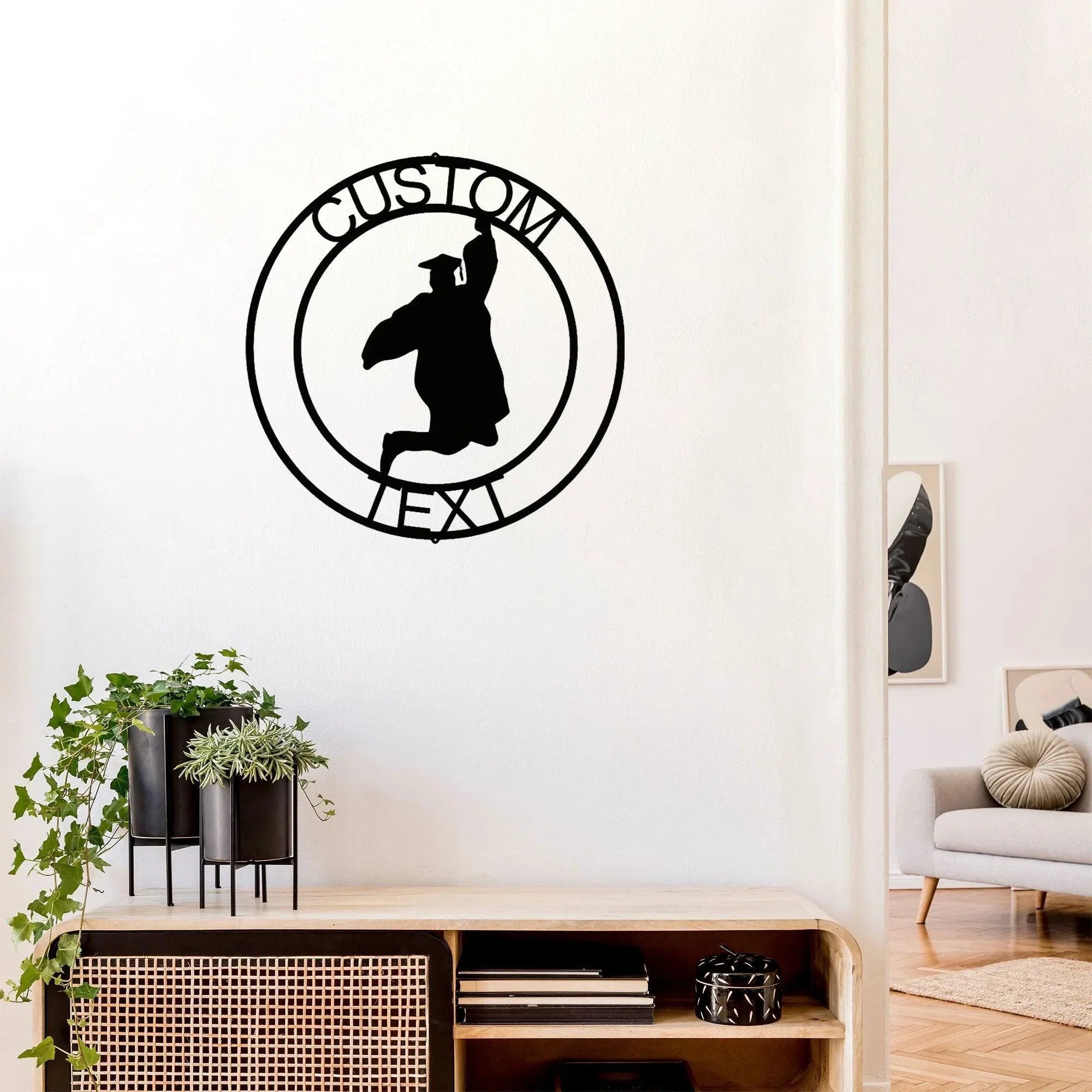 Male Graduate Custom Name Metal Art Wall Sign