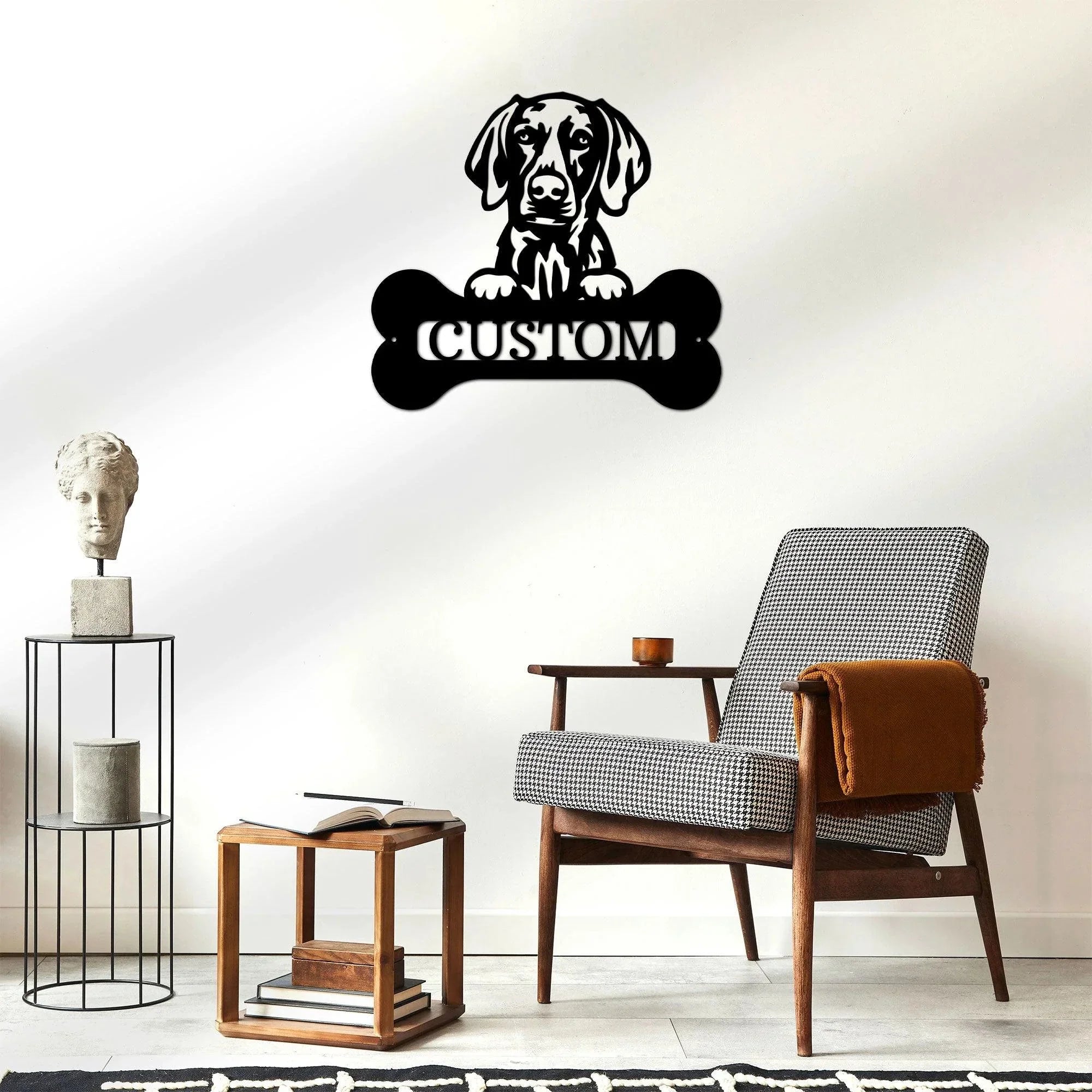 Custom Weimaraner Dog Metal Wall Sign – Personalized Name Steel Art – Indoor/Outdoor Decor – Multiple Sizes & Colors – Made in USA