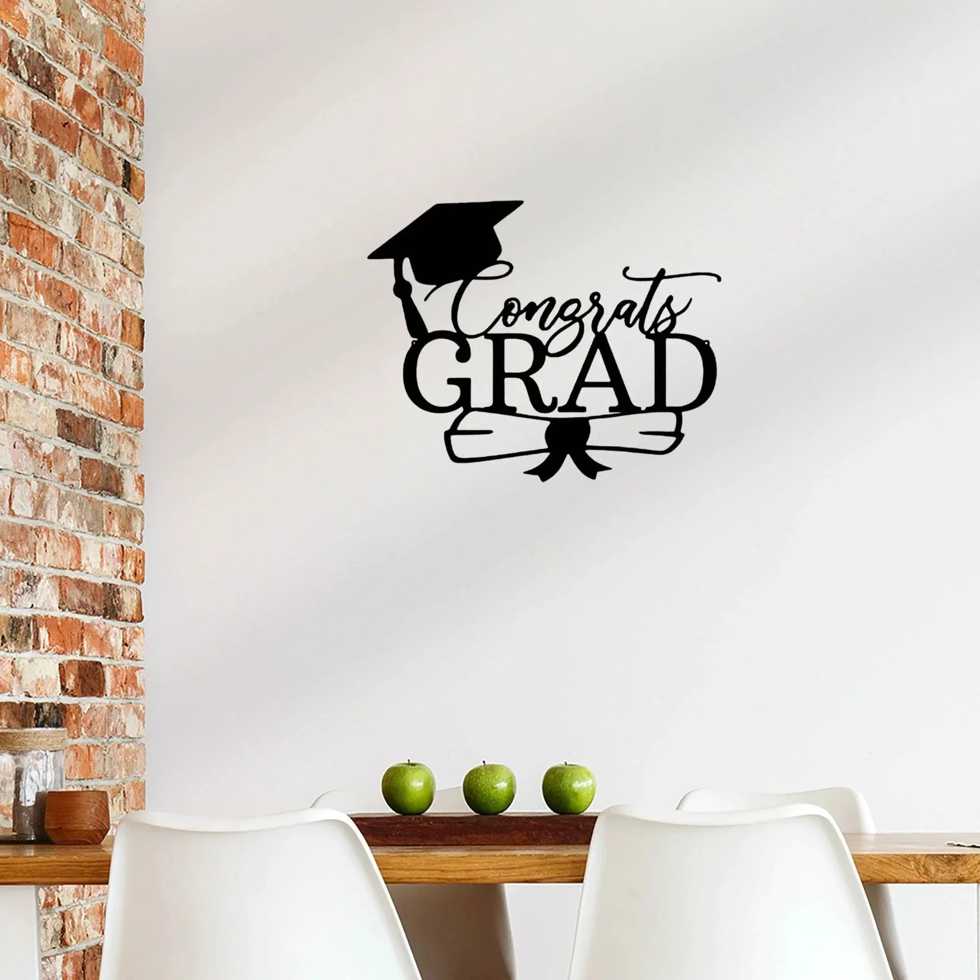 Congrats Grad Cap and Diploma Metal Art Steel Wall Sign Graduation Gift