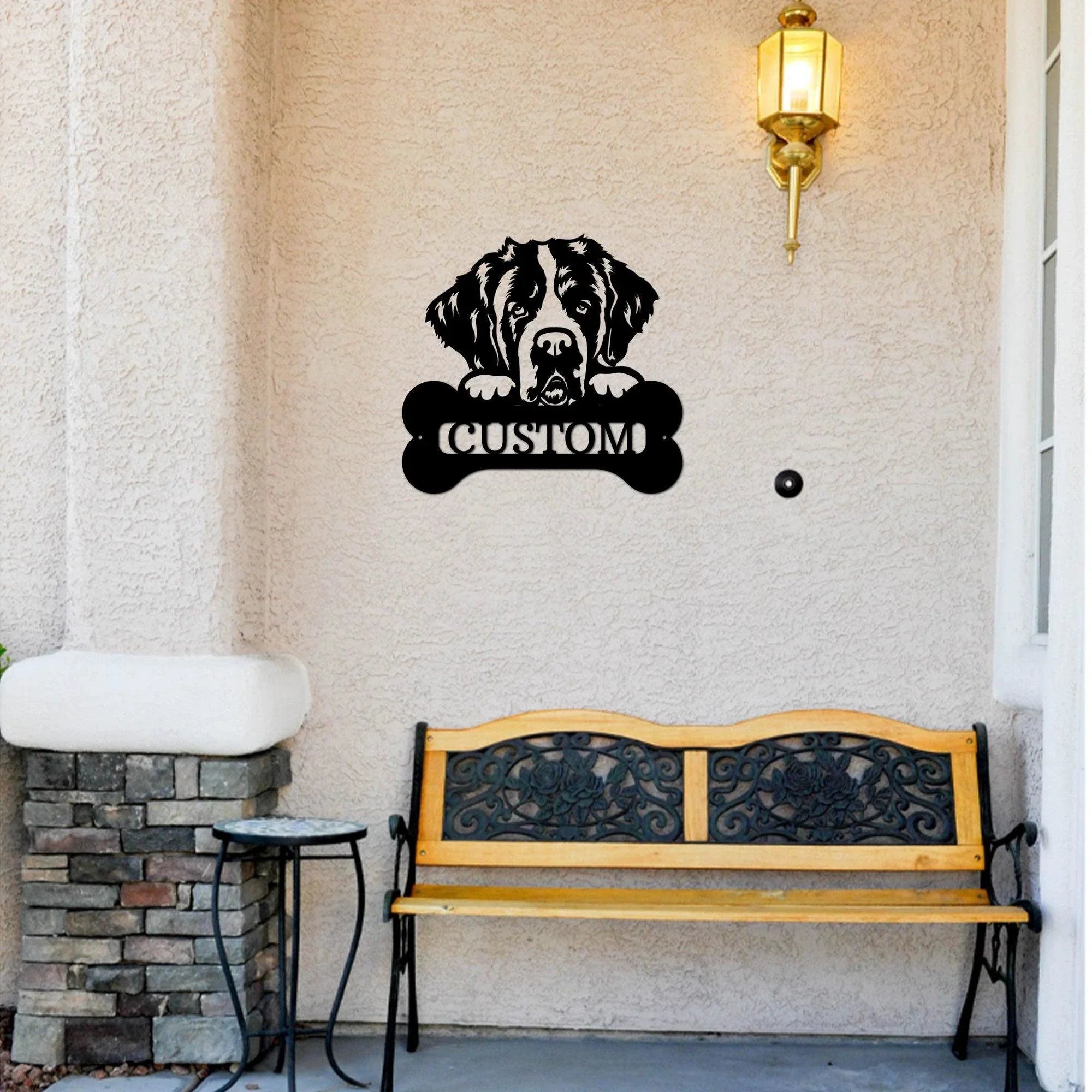St. Bernard Dog Custom Name Metal Art Wall Sign