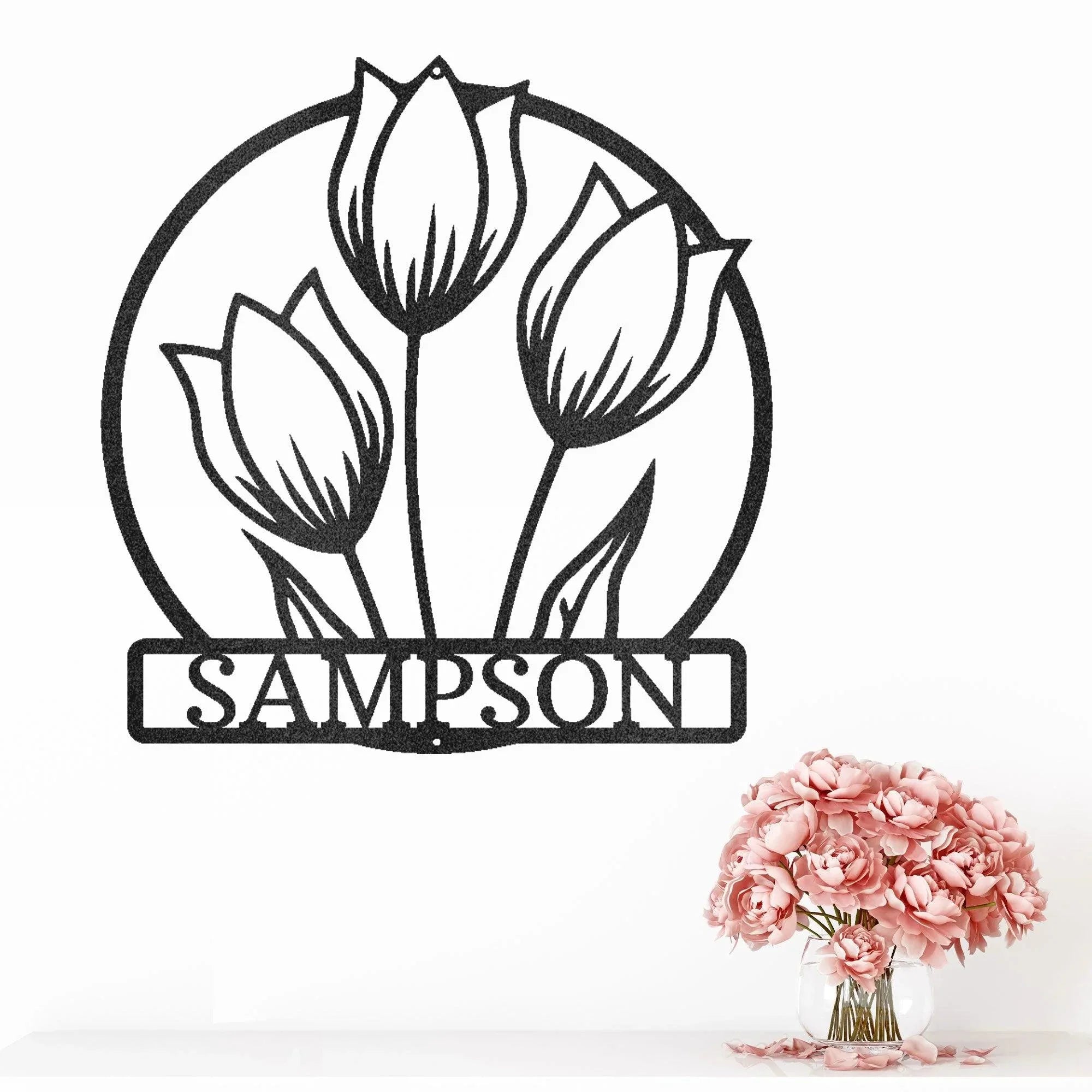 Wild Tulip Custom Name Metal Wall Art