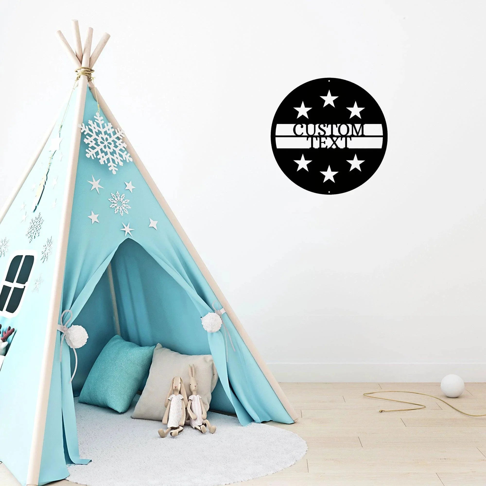 Personalized Six Star Round Metal Art Wall Sign