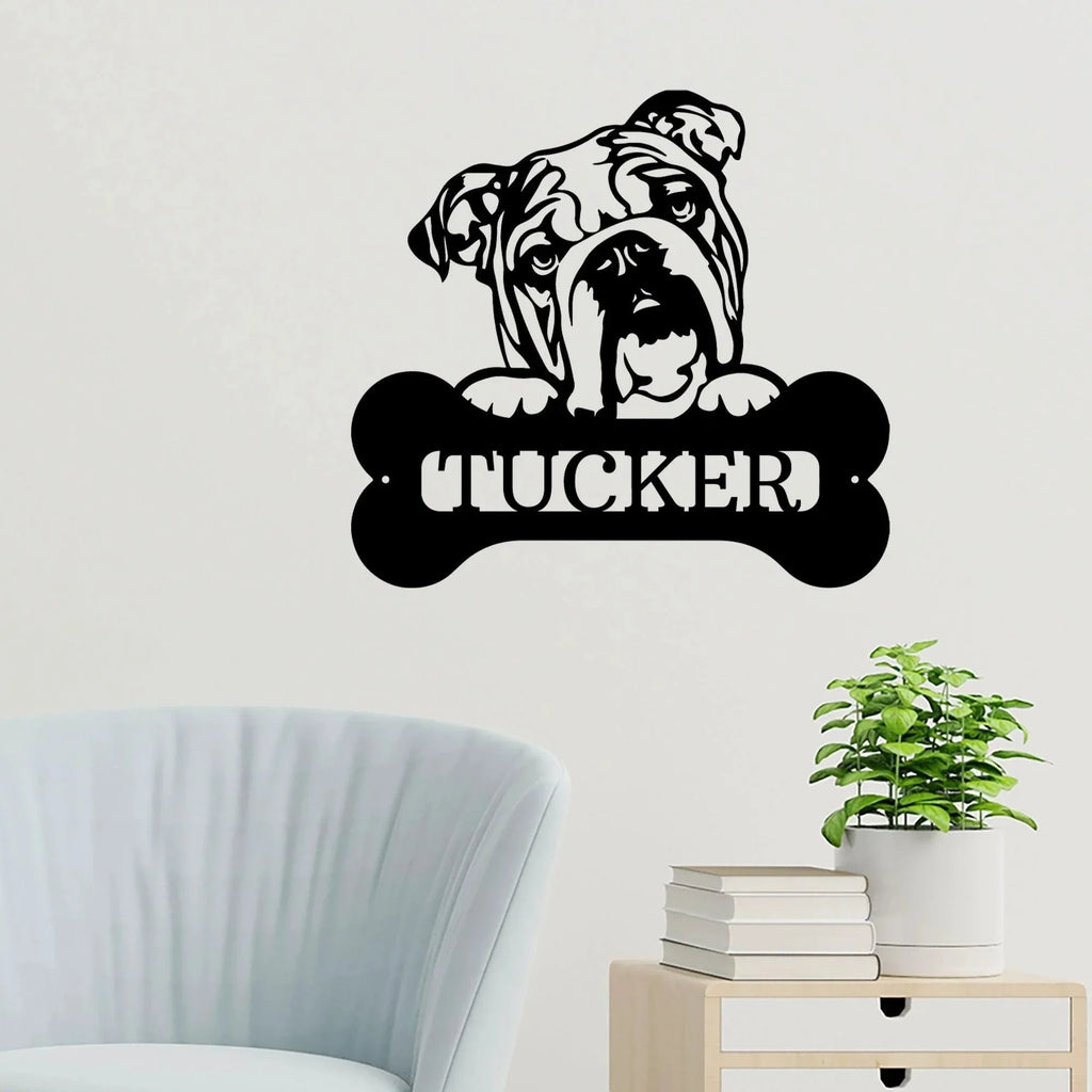 Bulldog Custom Name Metal Art Wall Sign