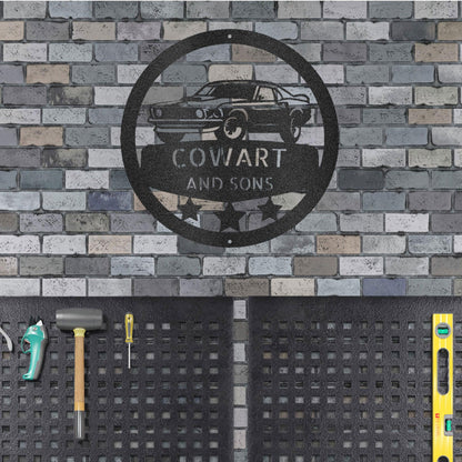 Classic Sports Car Personalized Garage Workshop Man Cave Steel Wall Sign - Mallard Moon Gift Shop