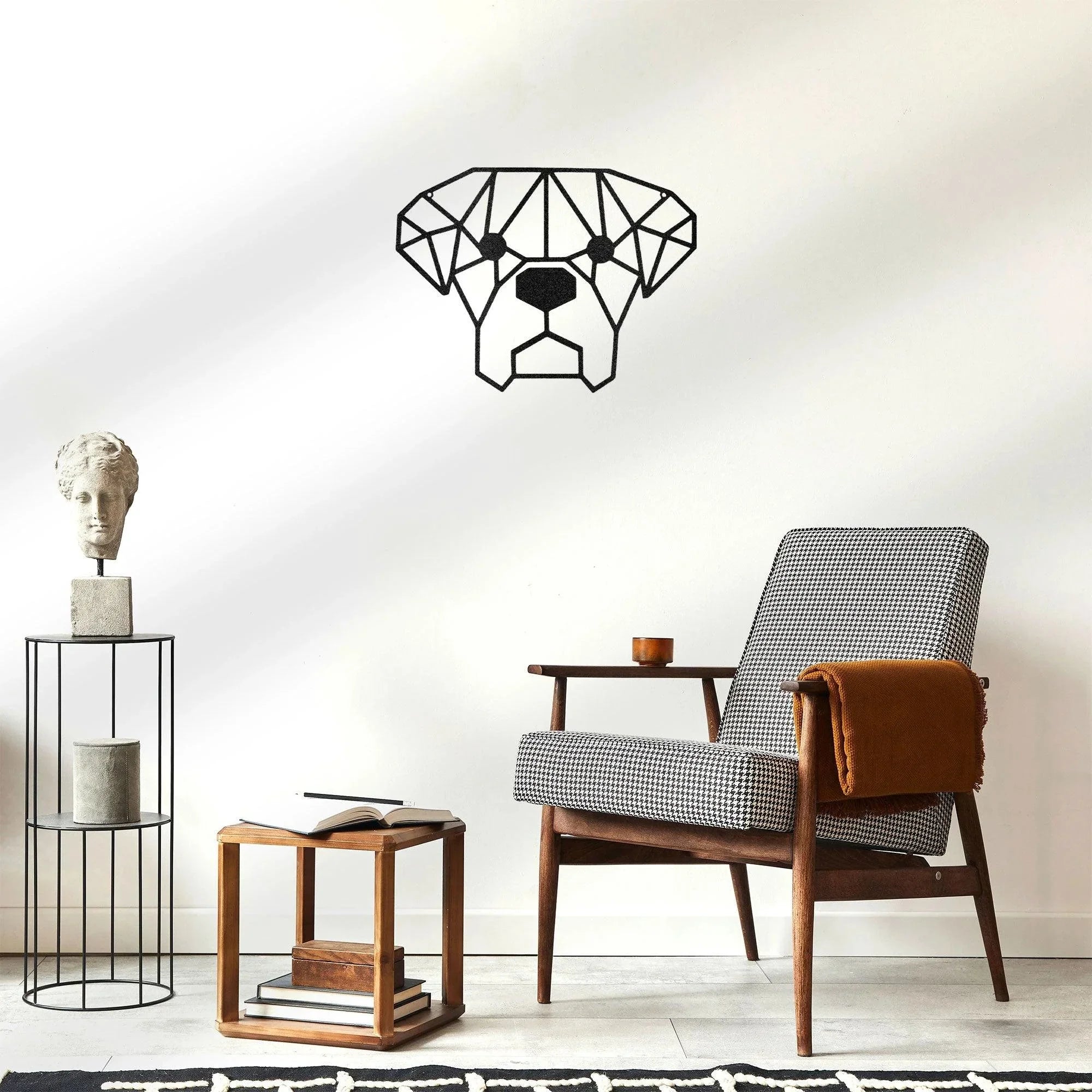 Dog Geometric Face Metal Art Wall Sign