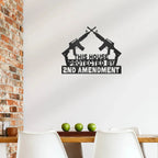 Patriotic Metal Wall Sign Art - This House Protected by Second Amendment