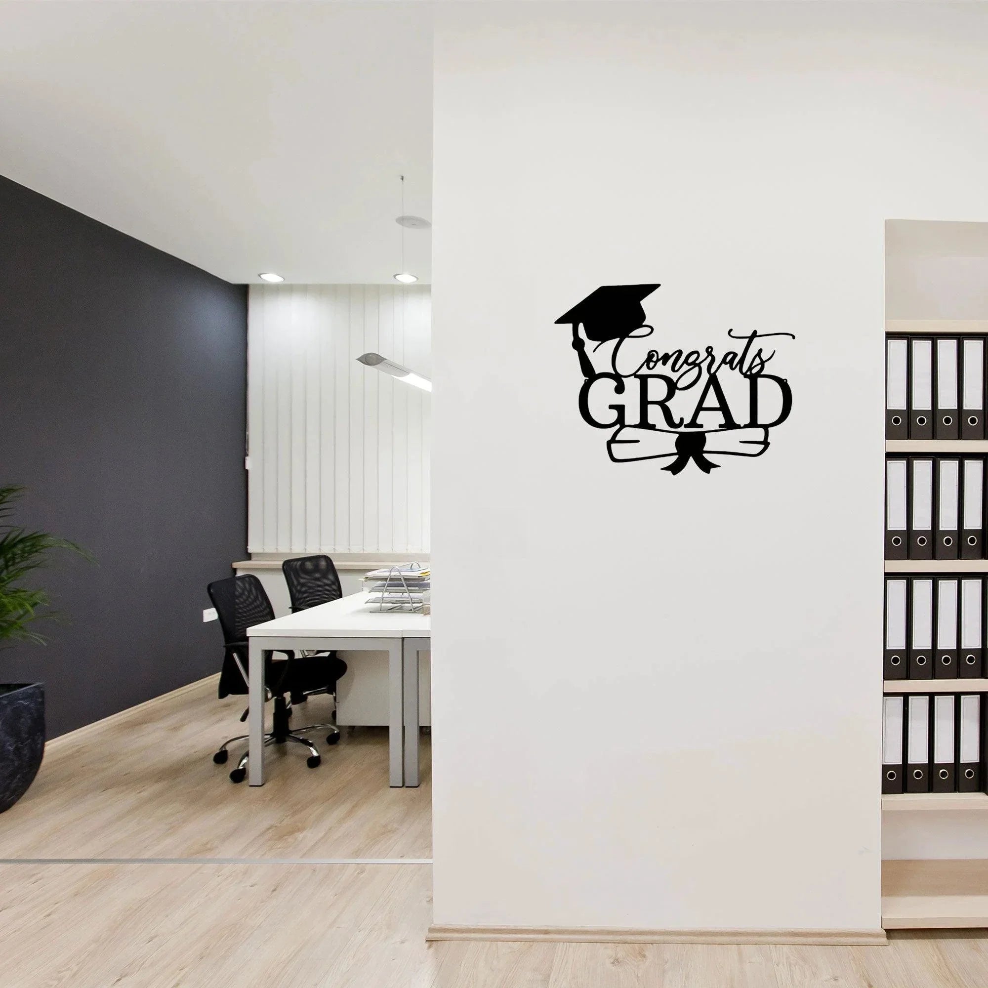 Congrats Grad Cap and Diploma Metal Art Steel Wall Sign Graduation Gift