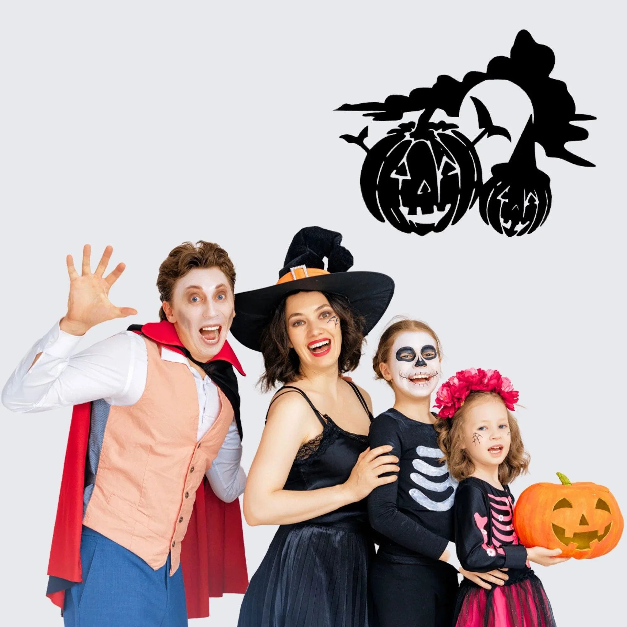 Spooky Halloween Pumpkins Metal Wall Art Sign