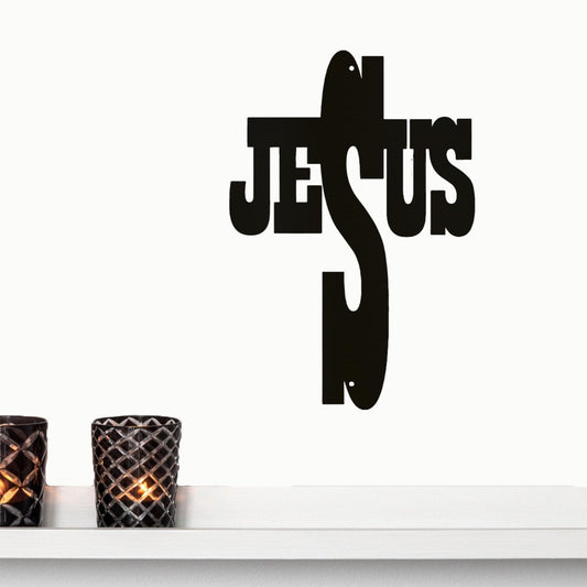 Jesus Cross Metal Art Steel Sign - Mallard Moon Gift Shop