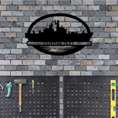 Navy Battleship USS South Carolina Silhouette Custom Metal Art Wall Sign - Mallard Moon Gift Shop