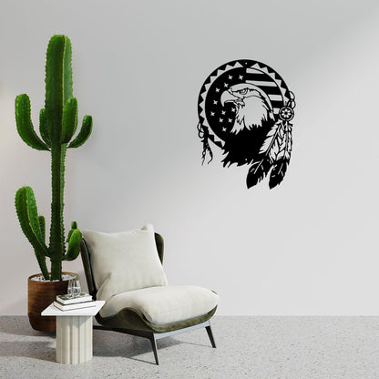 American Native Bald Eagle Metal Art Wall Sign - Mallard Moon Gift Shop