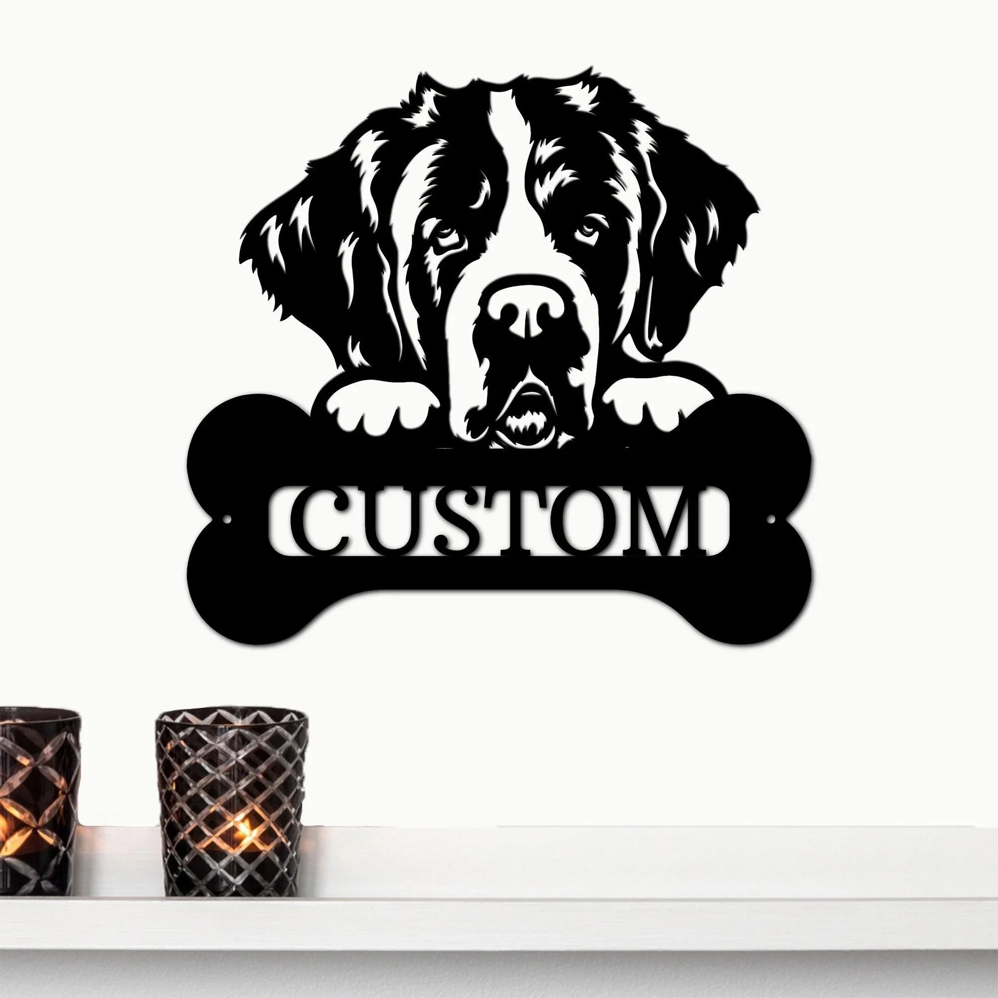 St. Bernard Dog Custom Name Metal Art Wall Sign