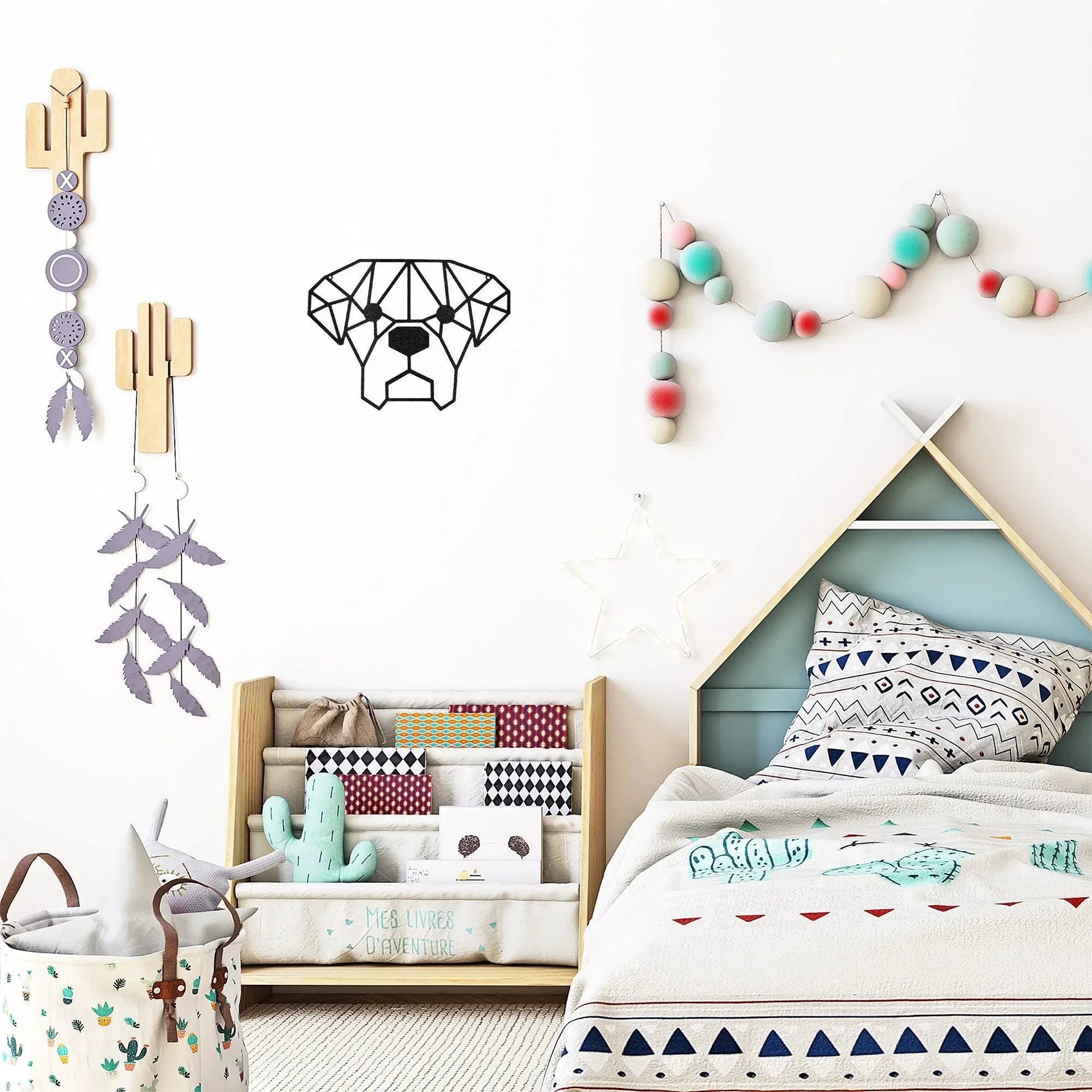 Dog Geometric Face Metal Art Wall Sign