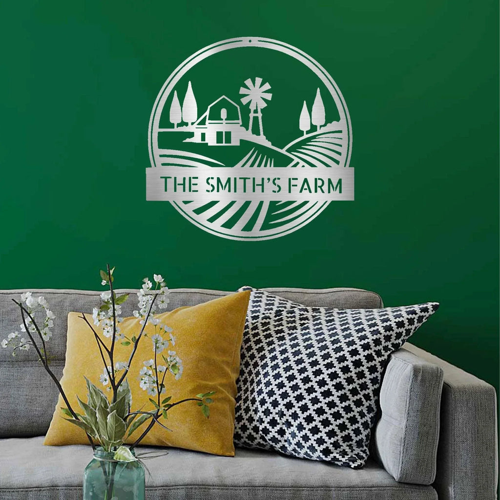 Farm Scene Custom Name Steel Wall Sign Metal Art