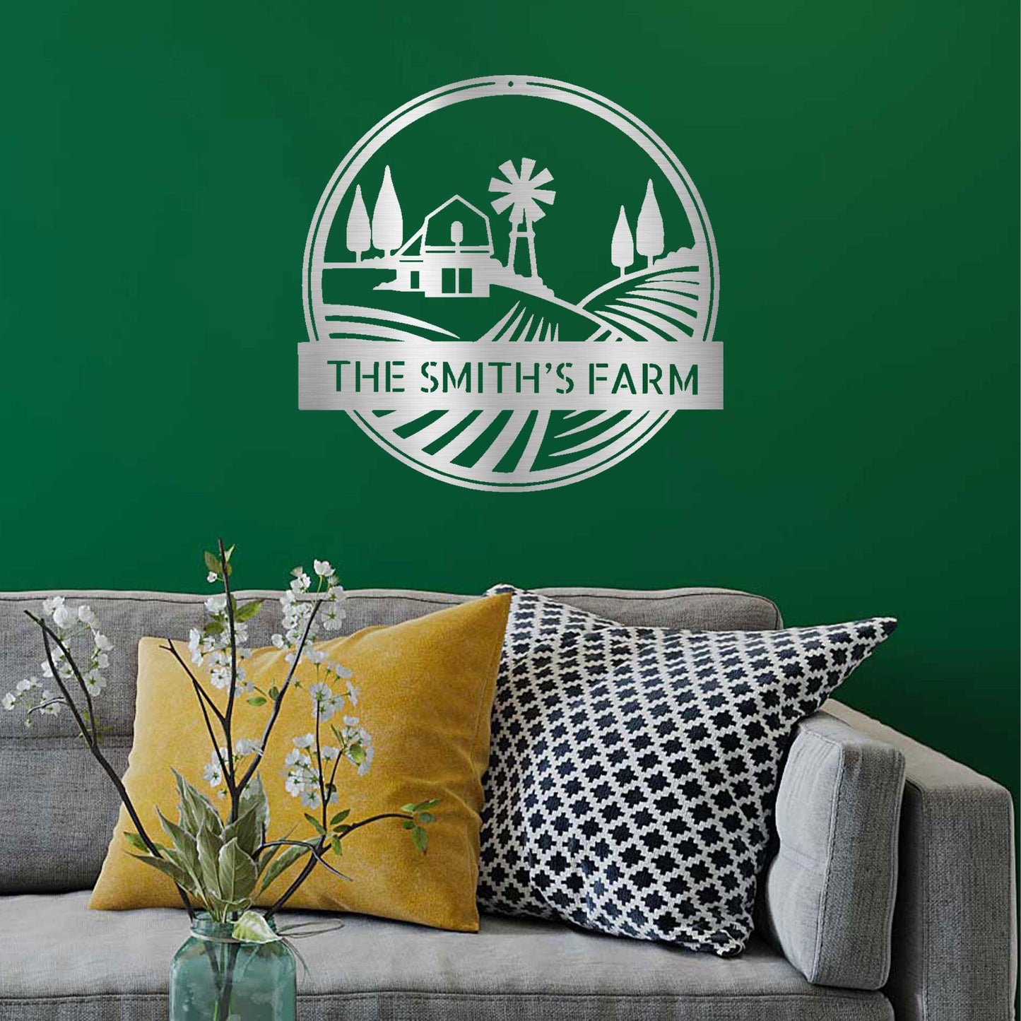 Farm Scene Custom Name Steel Wall Sign Metal Art - Mallard Moon Gift Shop
