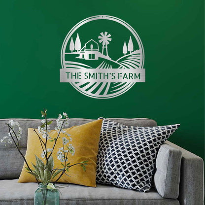 Farm Scene Custom Name Steel Wall Sign Metal Art - Mallard Moon Gift Shop