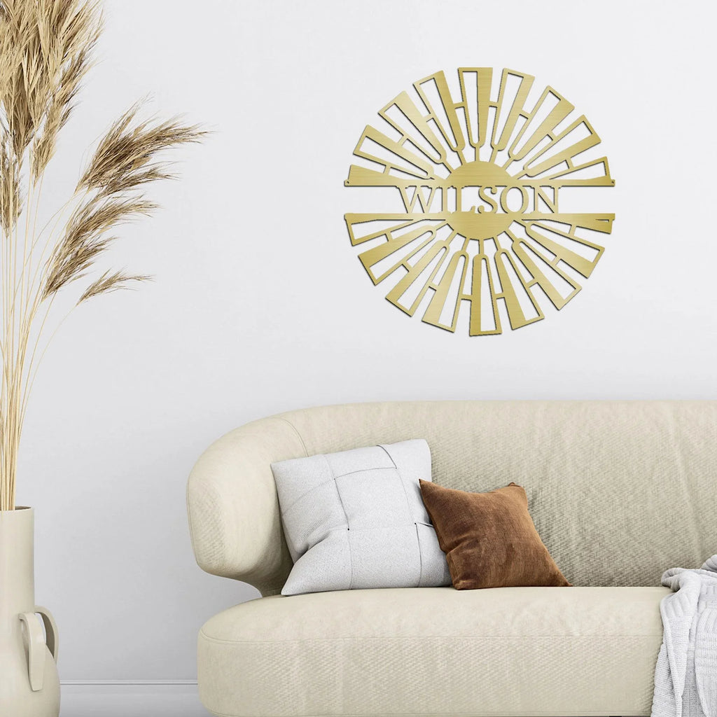 Windmill Custom Name Steel Wall Sign Metal Art