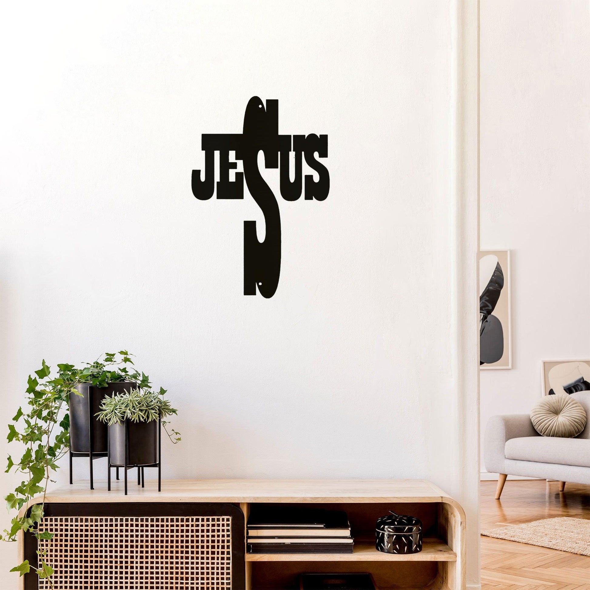 Jesus Cross Metal Art Steel Sign - Mallard Moon Gift Shop