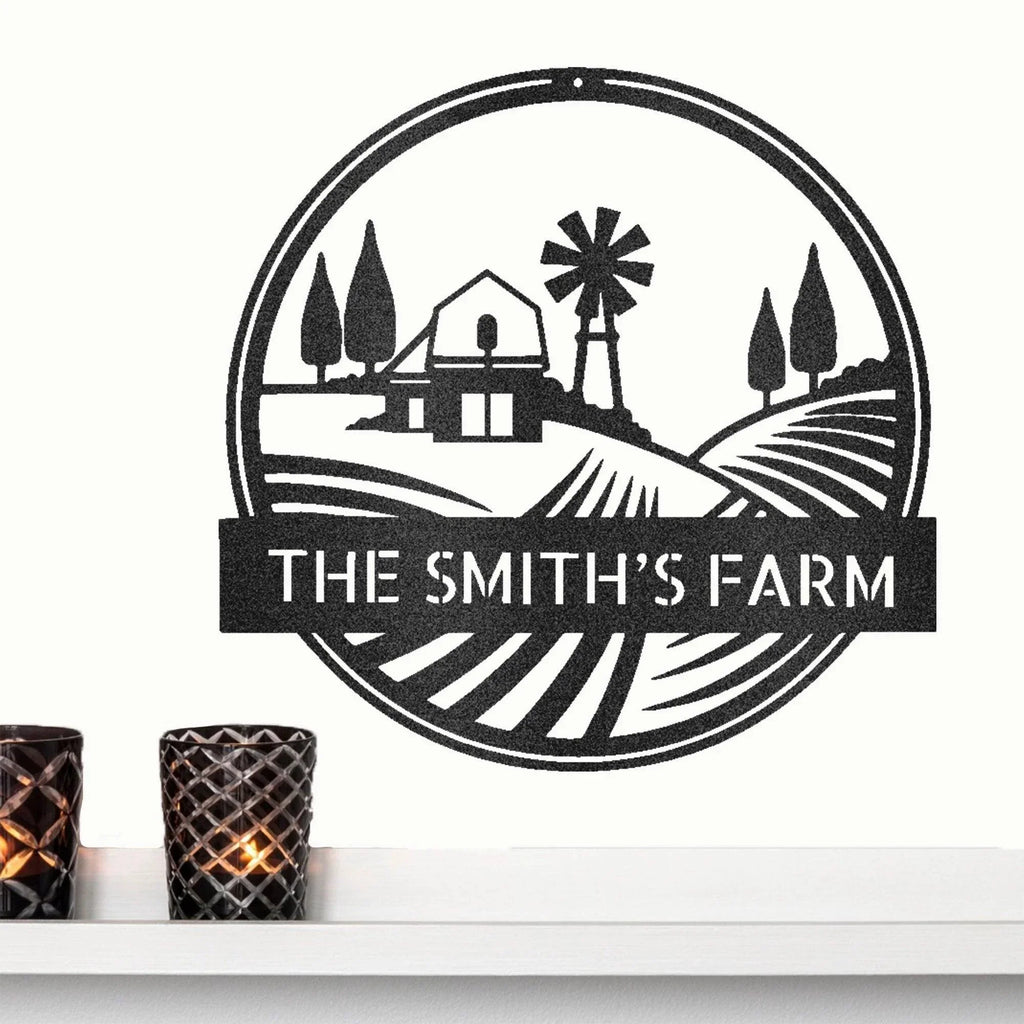 Farm Scene Custom Name Steel Wall Sign Metal Art