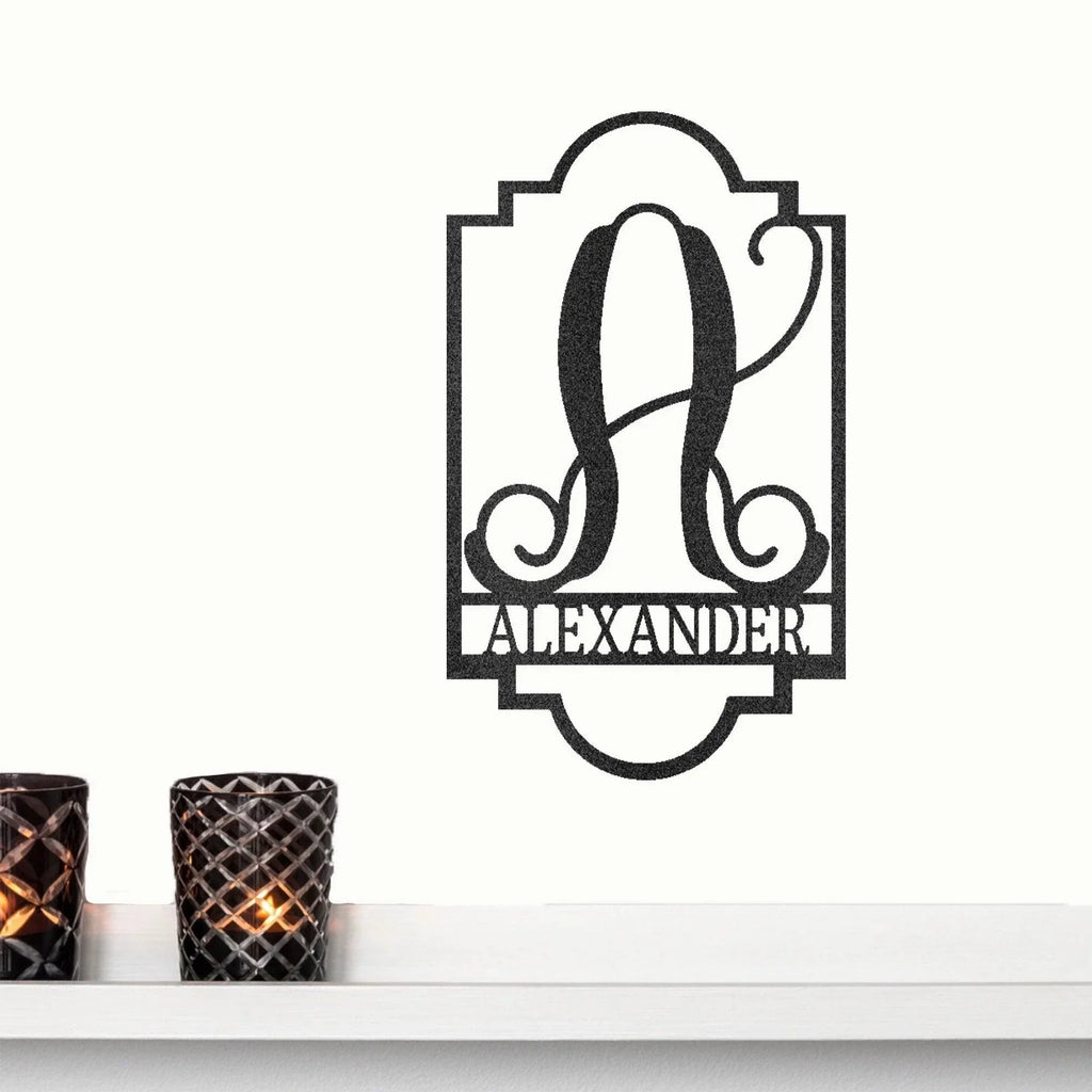 Regal Monogram Custom Name and Initial Metal Wall Art