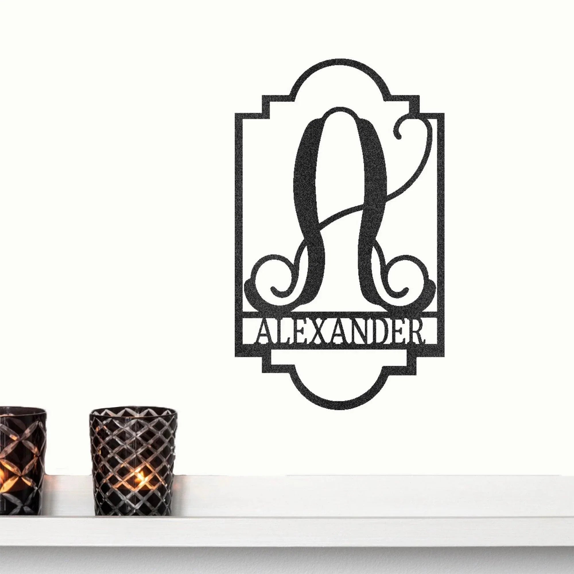 Regal Monogram Custom Name and Initial Metal Wall Art